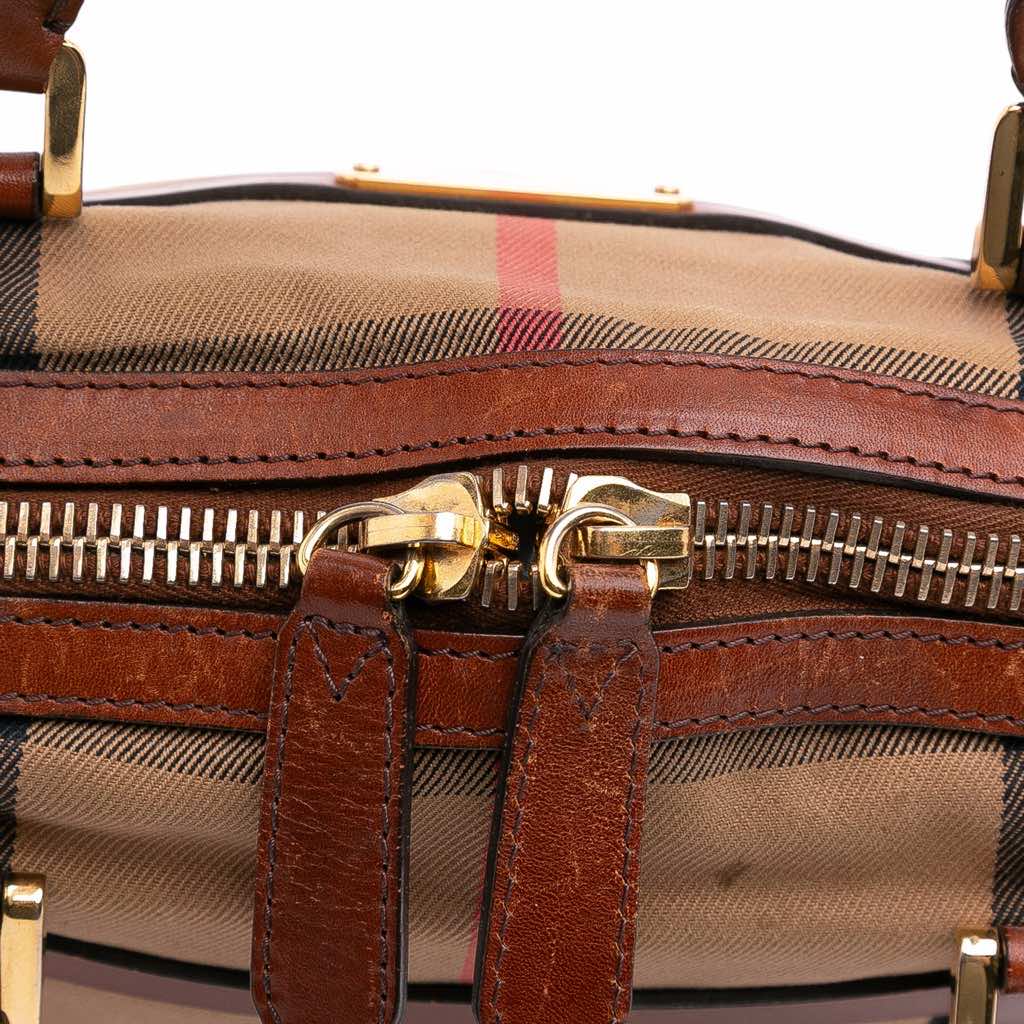 Burberry Small Leather Trimmed House Check Canvas Bridle Orchard Satchel - Detail 2