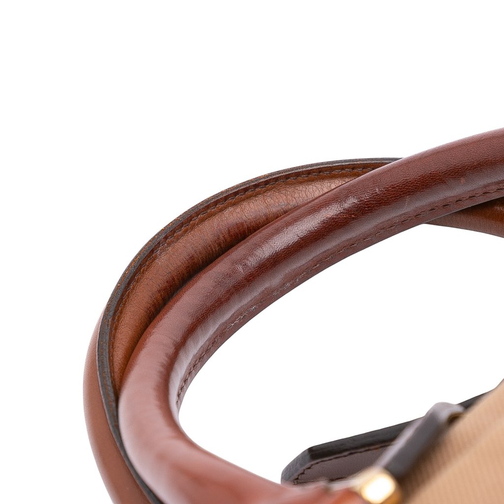 Burberry Small Leather Trimmed House Check Canvas Bridle Orchard Satchel - Image 12