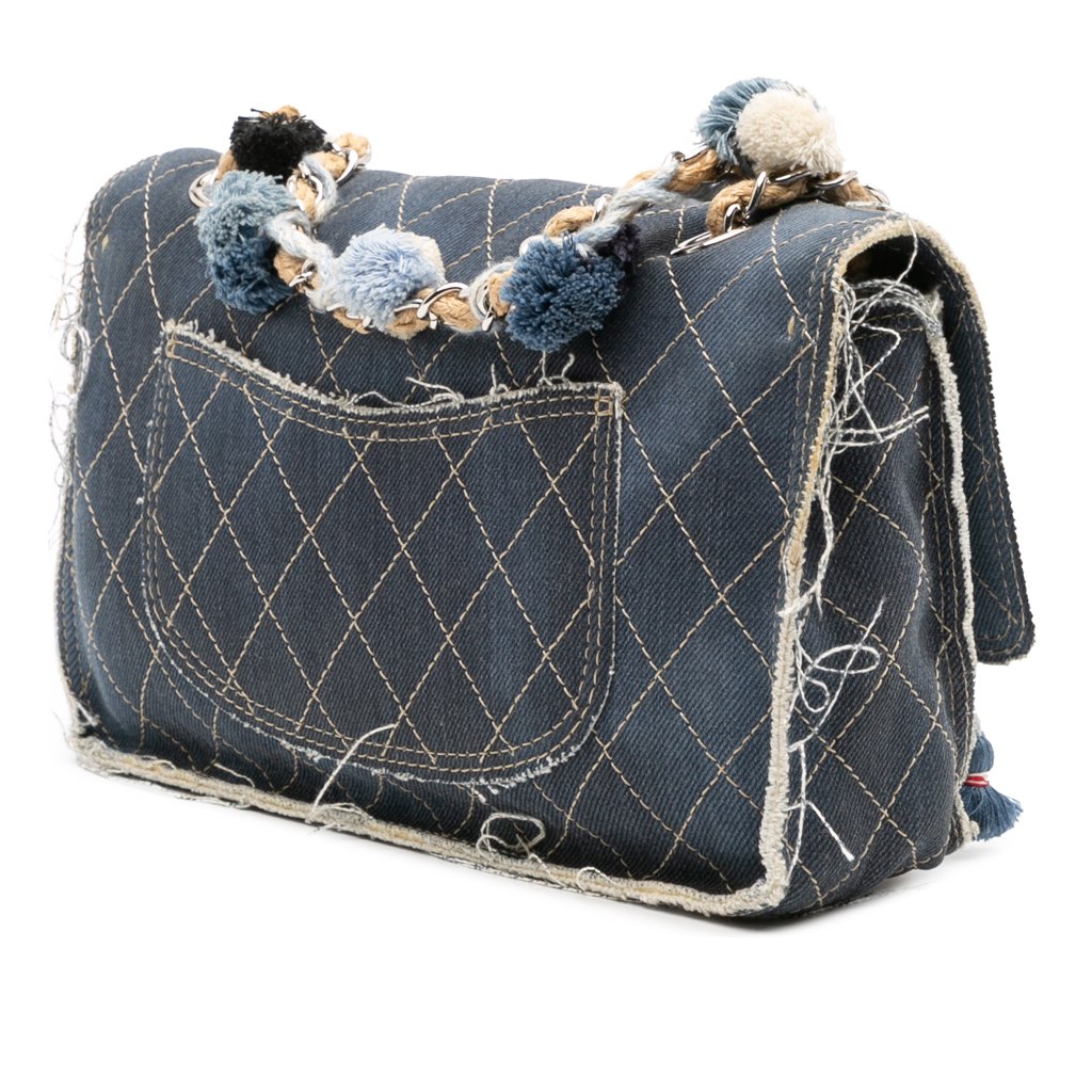 Chanel Paris Dubai Medium Quilted Denim Pompom Flap - 2