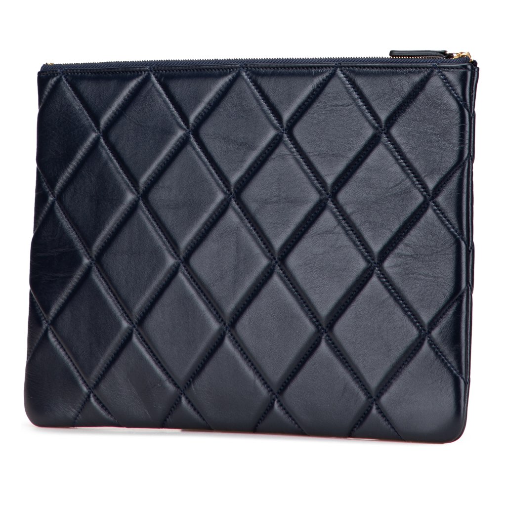 Chanel CC Large Quilted Lambskin O Case Clutch - 2