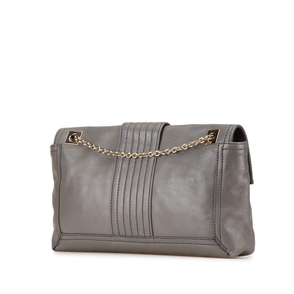 Fendi Glazed Leather Chain Flap Baguette Crossbody - 2