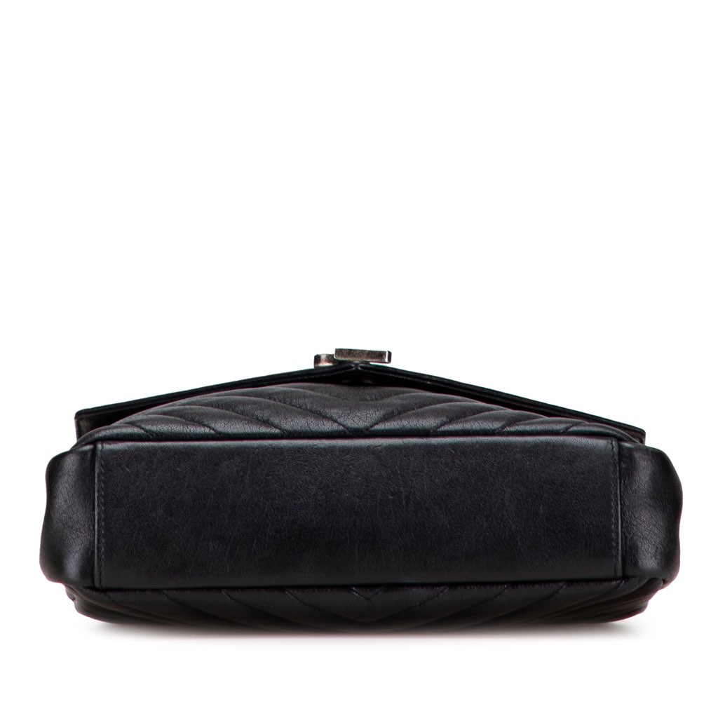 Saint Laurent Medium Quilted Chevron Sheepskin College Satchel - 3