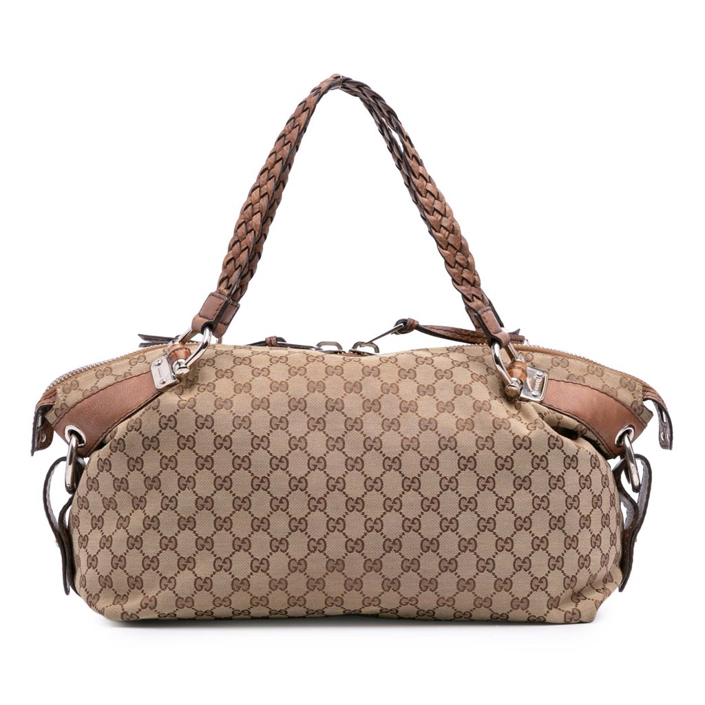 Gucci Medium GG Canvas Bamboo Bar Tote