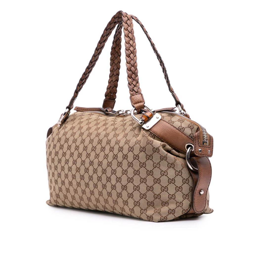 Gucci Medium GG Canvas Bamboo Bar Tote - 2