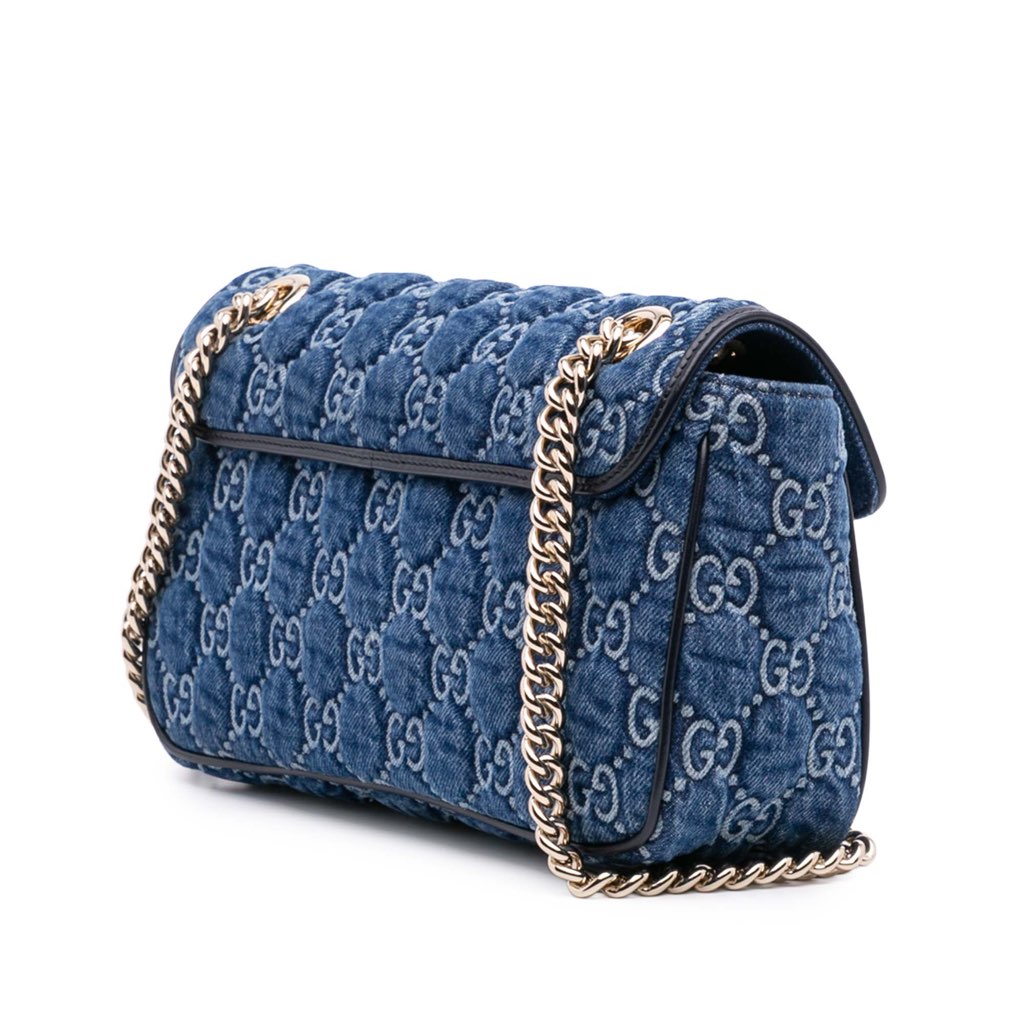 Gucci Small GG Marmont Matelasse Denim Flap Crossbody - 2