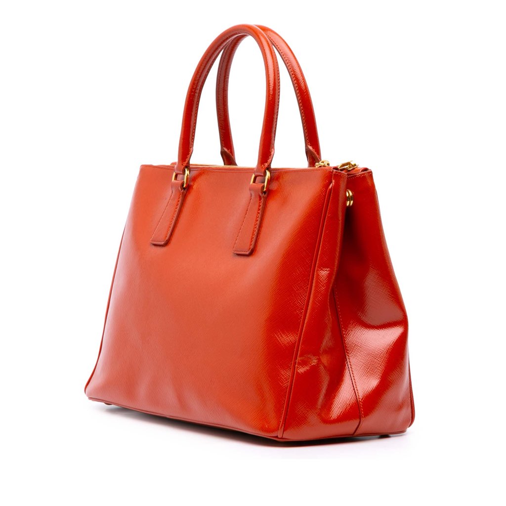 Prada Medium Saffiano Vernice Galleria Double Zip Satchel - Back view