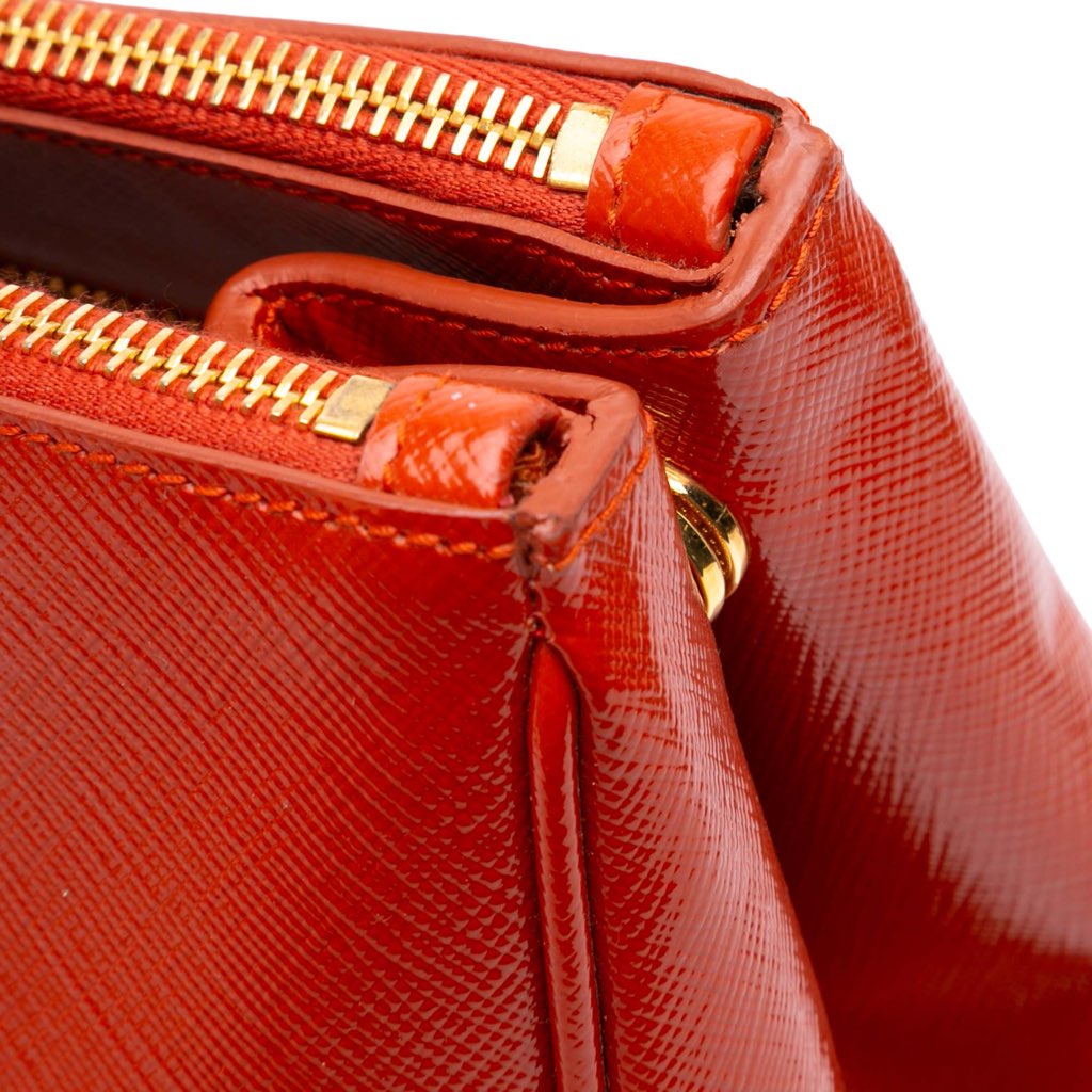 Prada Medium Saffiano Vernice Galleria Double Zip Satchel - Image 13