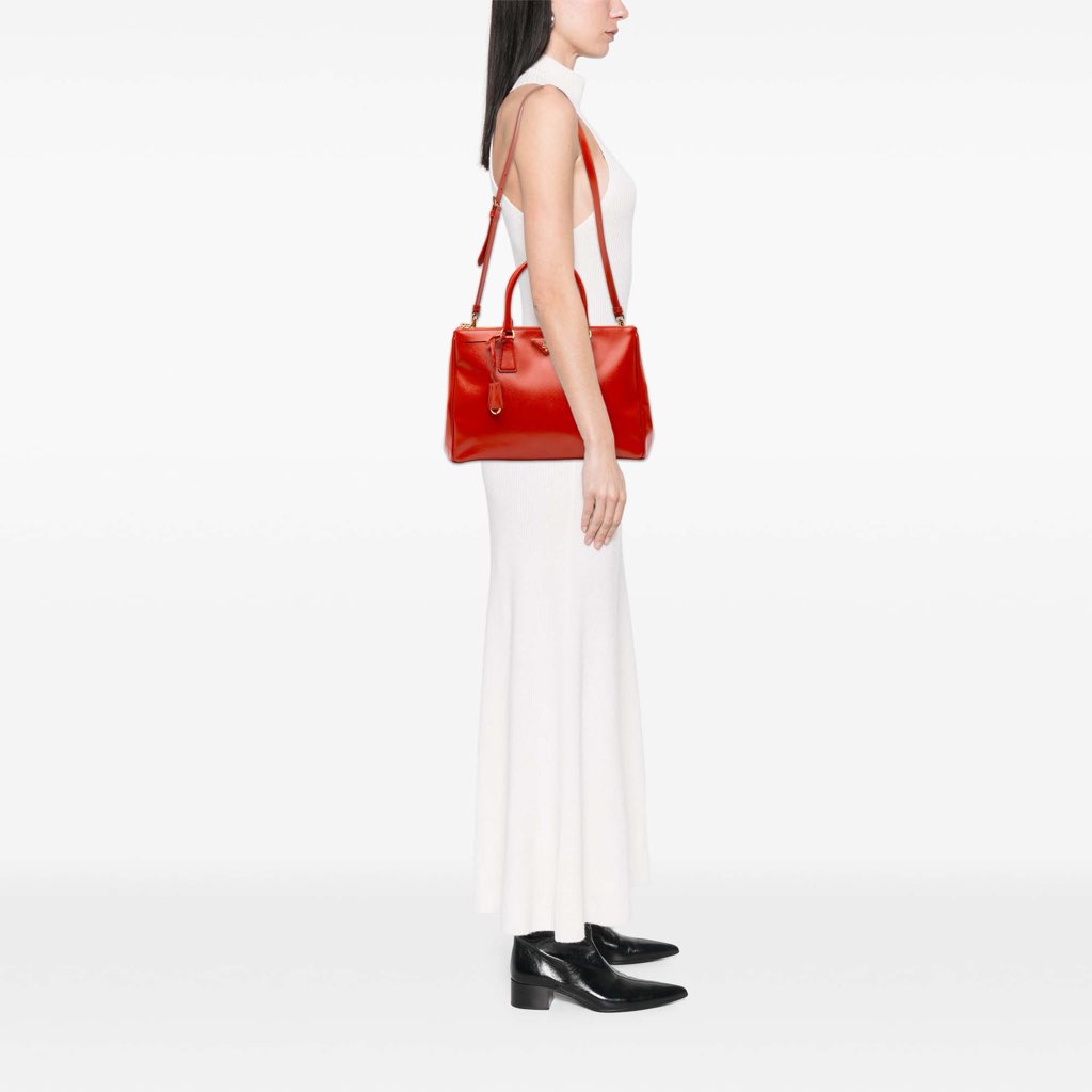 Prada Medium Saffiano Vernice Galleria Double Zip Satchel - Image 14
