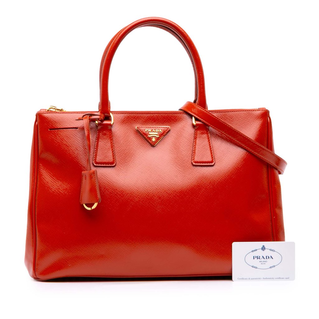 Prada Medium Saffiano Vernice Galleria Double Zip Satchel - Image 15