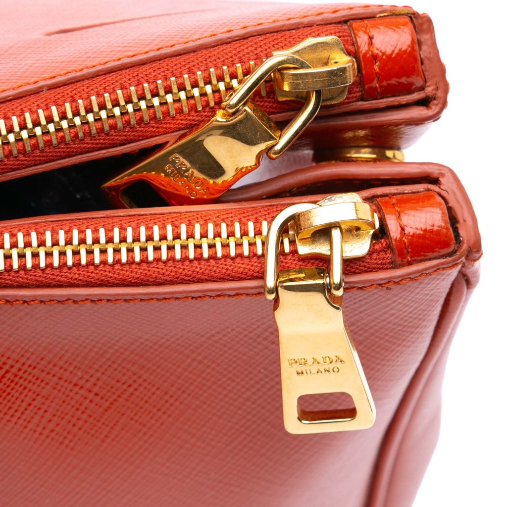 Prada Medium Saffiano Vernice Galleria Double Zip Satchel - Image 12
