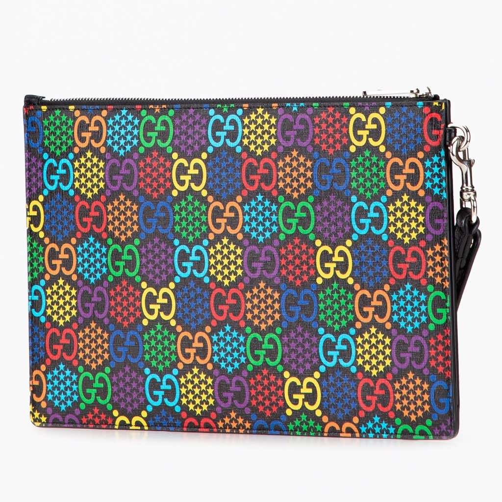 Gucci GG Supreme Psychedelic Zip Clutch - Back view