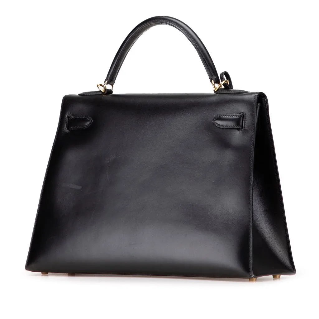 Hermès Box Calf Kelly II Sellier 32 Black Leather Good - Back View