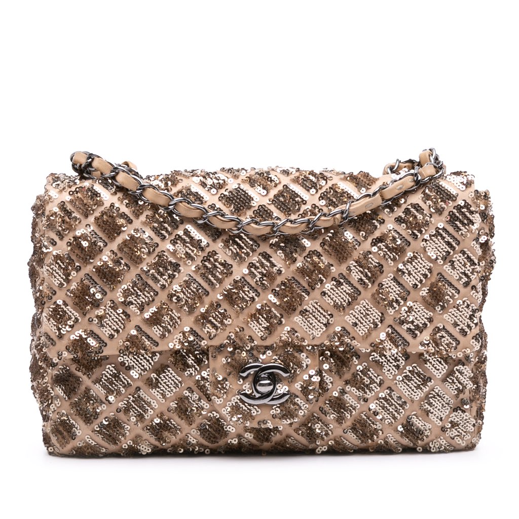 Chanel Medium CC Quilted Lambskin Sequin Single Flap