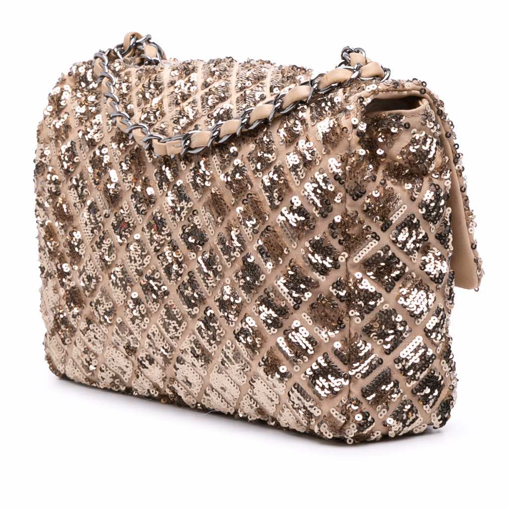 Chanel Medium CC Quilted Lambskin Sequin Single Flap - Back view