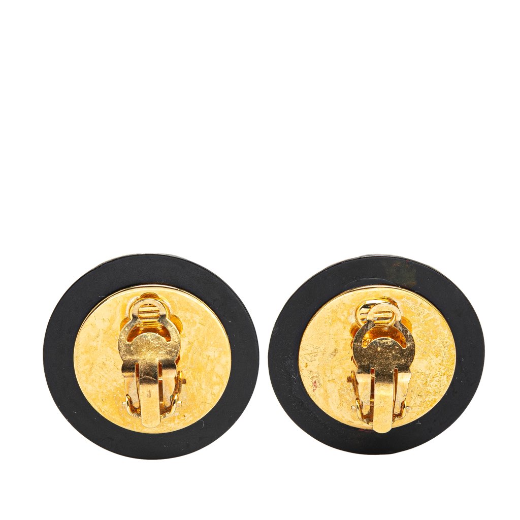 Chanel Resin Quilted CC Button Clip On Earrings - Back view