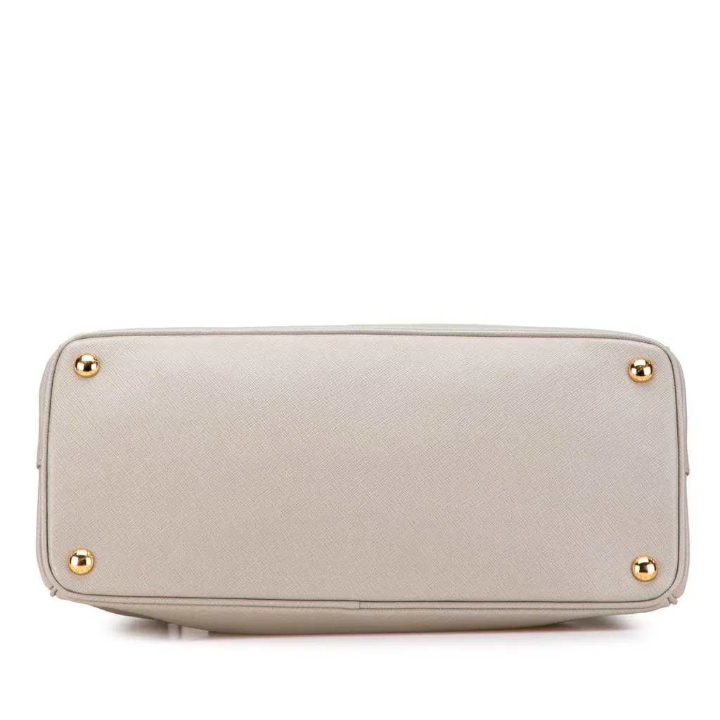 Prada Medium Saffiano Lux Galleria Double Zip Satchel Grey Leather Good - Inside View