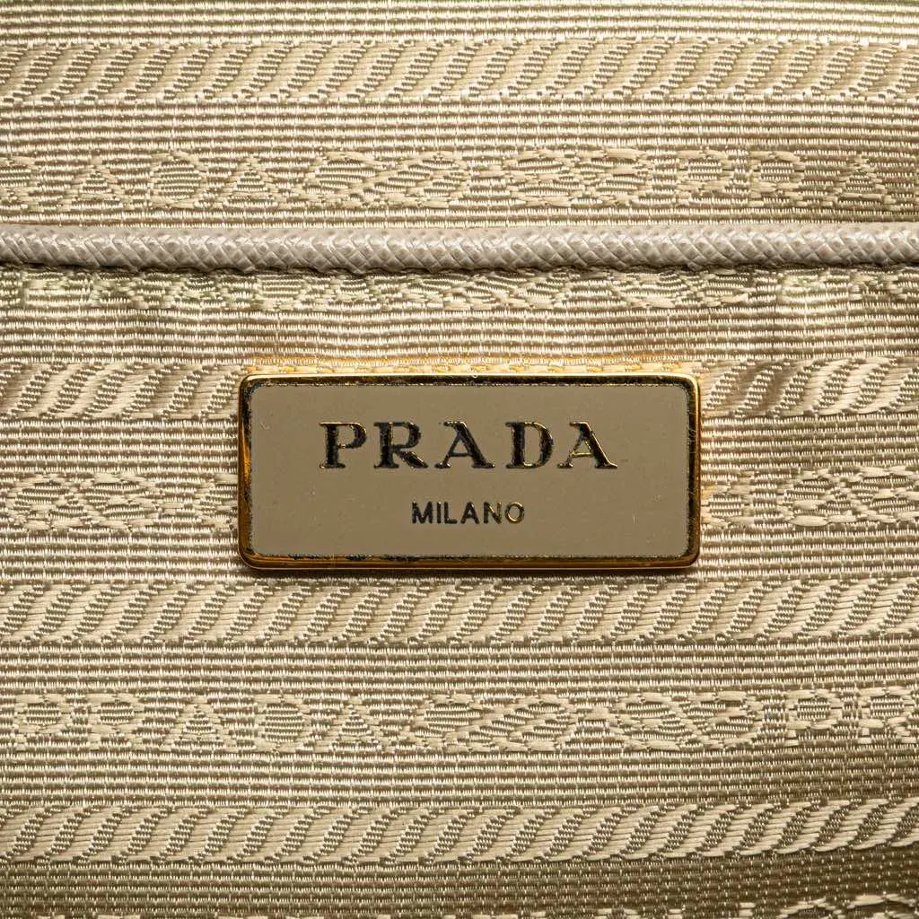Prada Medium Saffiano Lux Galleria Double Zip Satchel Grey Leather Good - Box View