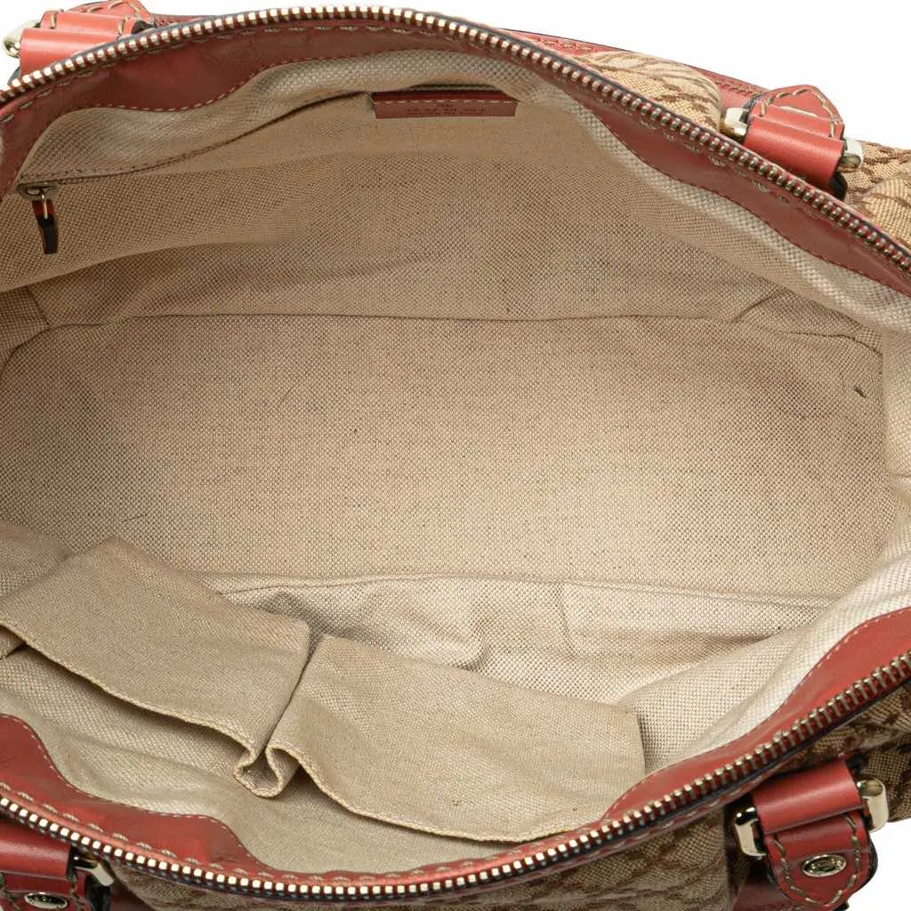 Gucci Diamante Canvas Sukey Satchel Brown Canvas Very good - Model View