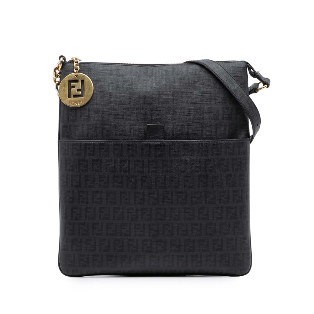 Fendi Zucchino Coated Canvas Charm Zip Crossbody