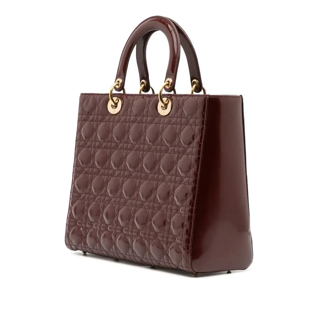 Dior Large Patent Cannage Lady Dior Red Leather Good - Back View