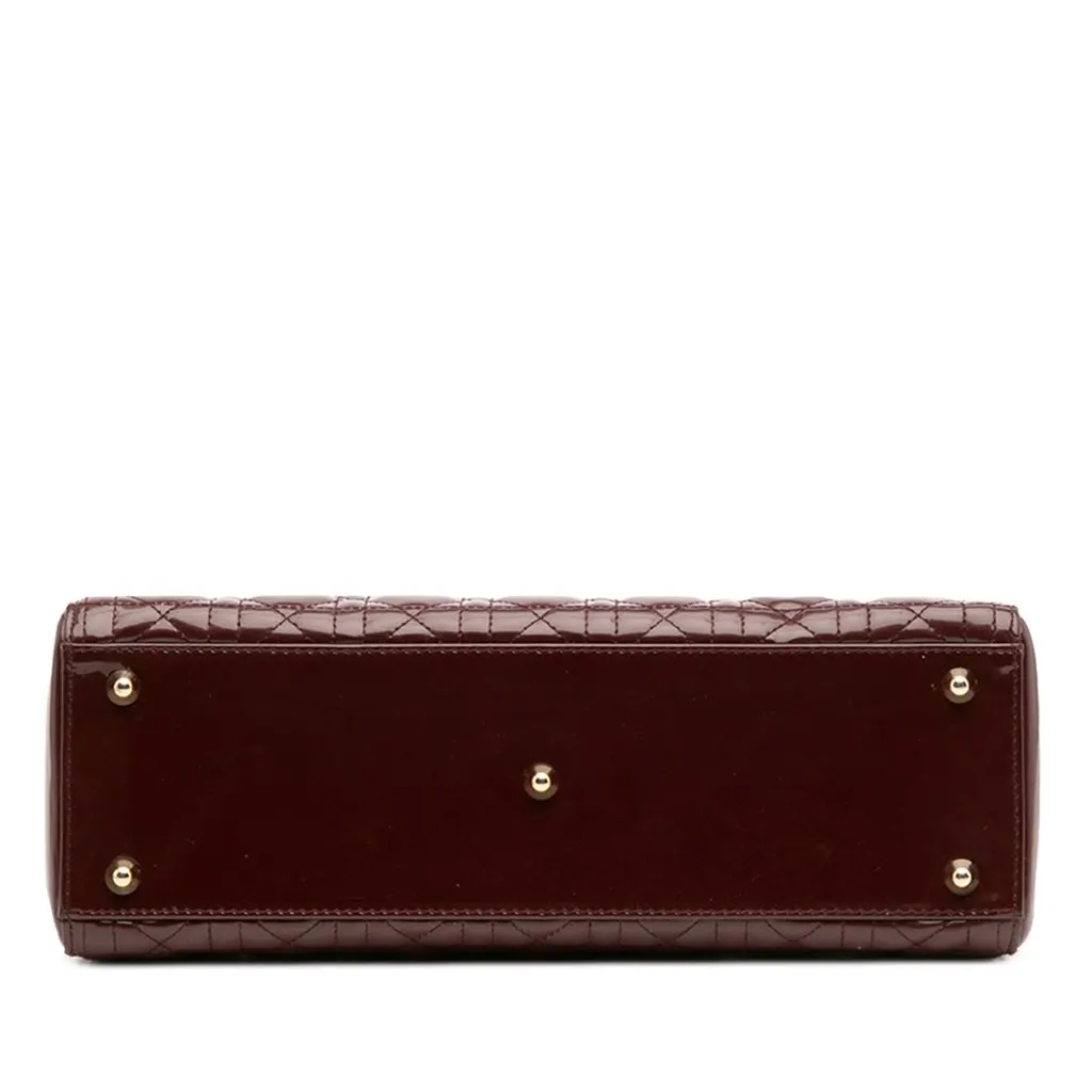 Dior Large Patent Cannage Lady Dior Red Leather Good - Inside View