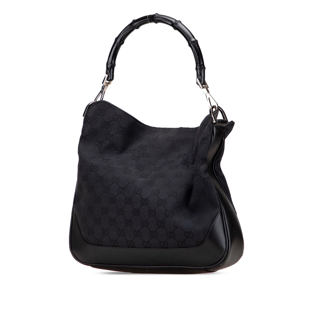 Gucci GG Canvas Bamboo Web Satchel - Back view