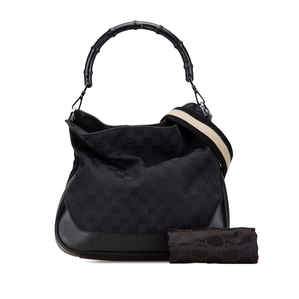 Gucci GG Canvas Bamboo Web Satchel - Image 12
