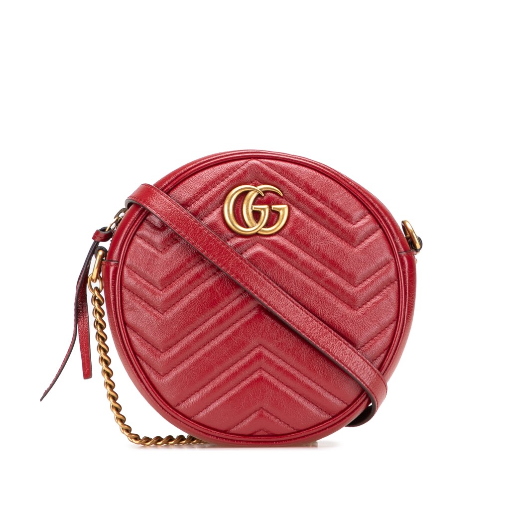Gucci Mini GG Marmont Matelasse Leather Round Crossbody
