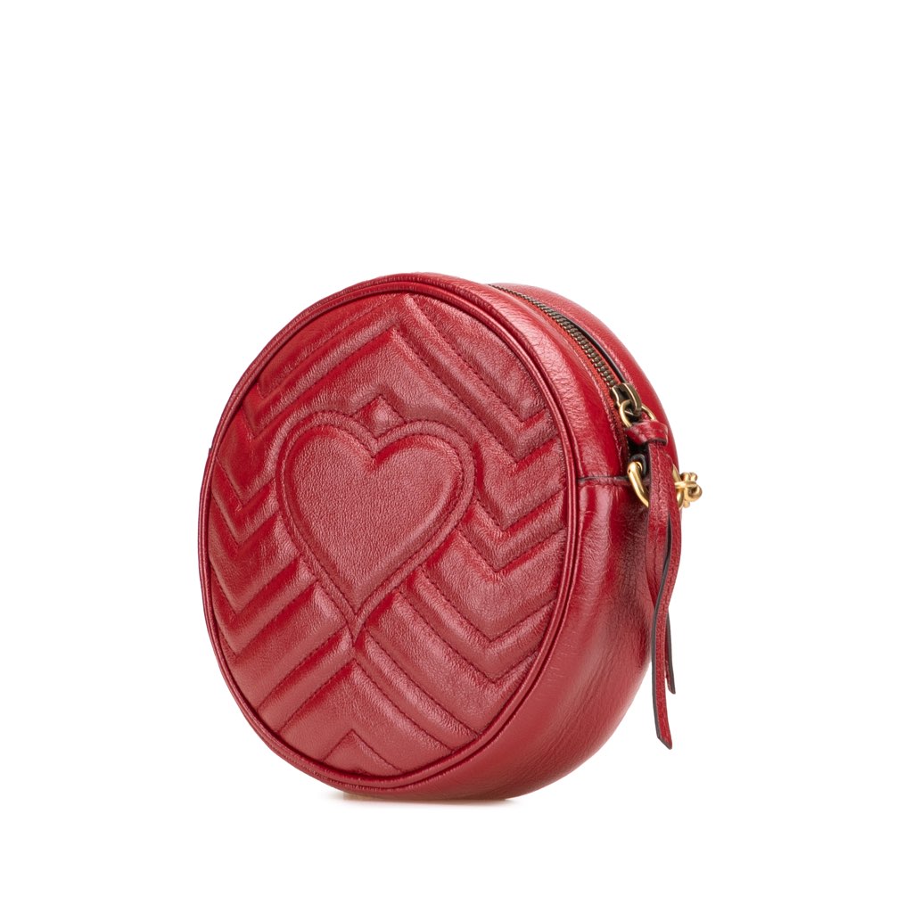 Gucci Mini GG Marmont Matelasse Leather Round Crossbody - Back view
