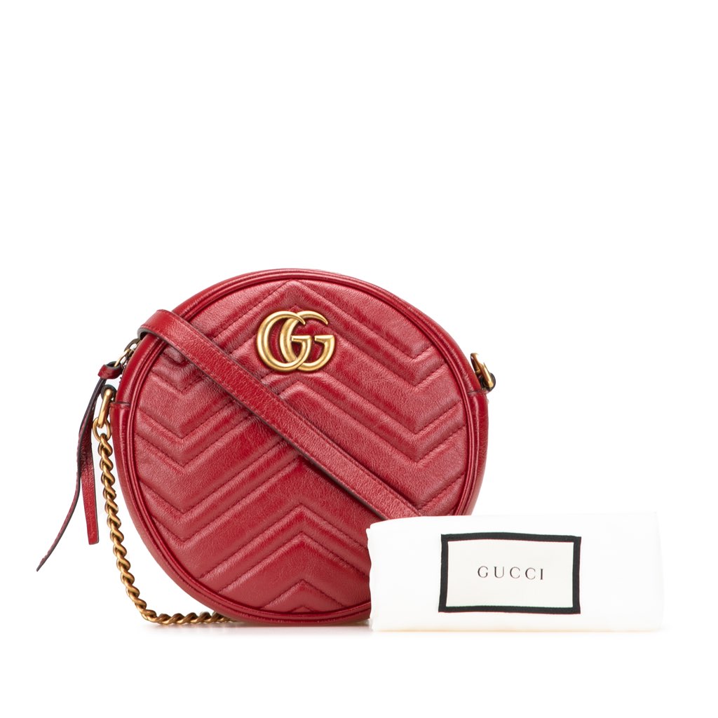 Gucci Mini GG Marmont Matelasse Leather Round Crossbody - Image 13