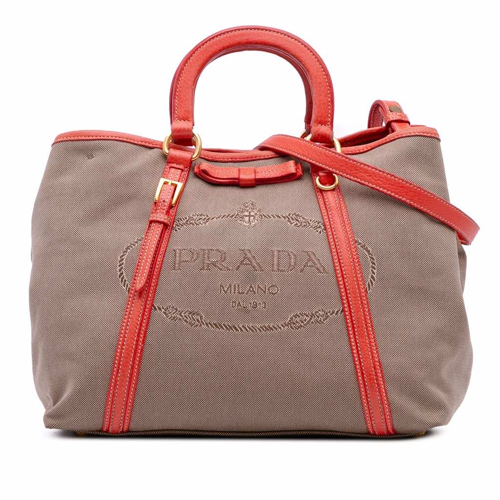 Prada Canvas Canapa Logo Bow Satchel