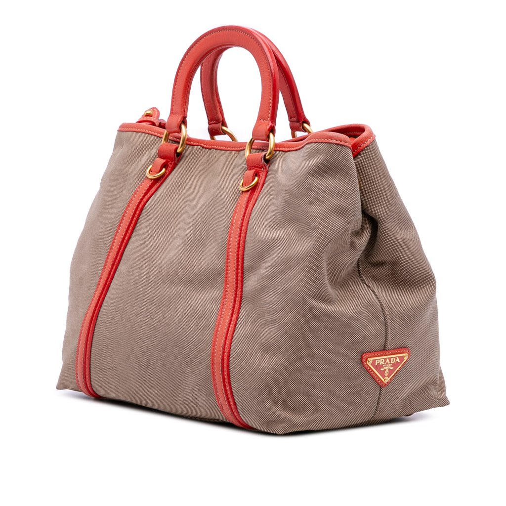 Prada Canvas Canapa Logo Bow Satchel - Back view