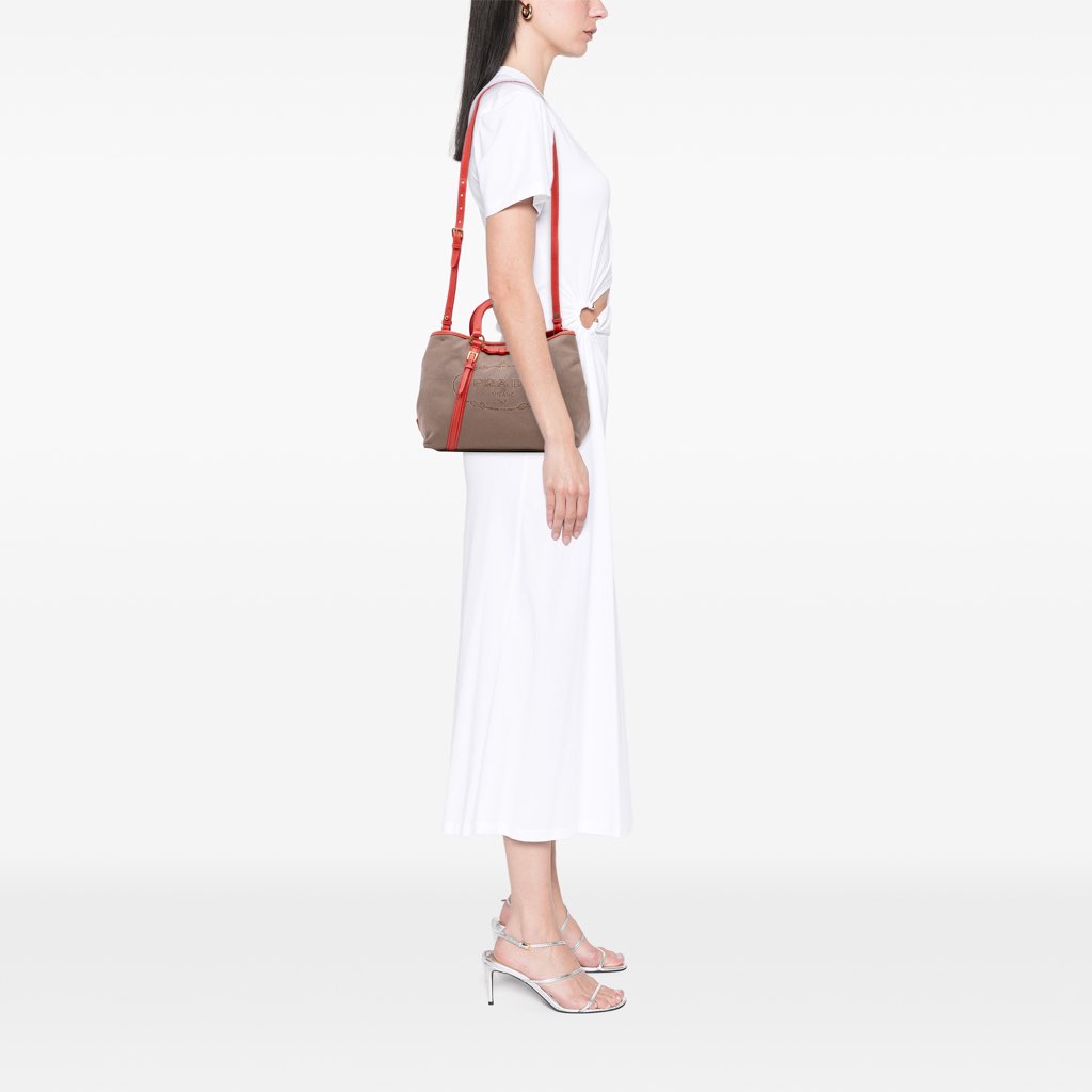 Prada Canvas Canapa Logo Bow Satchel - Image 15