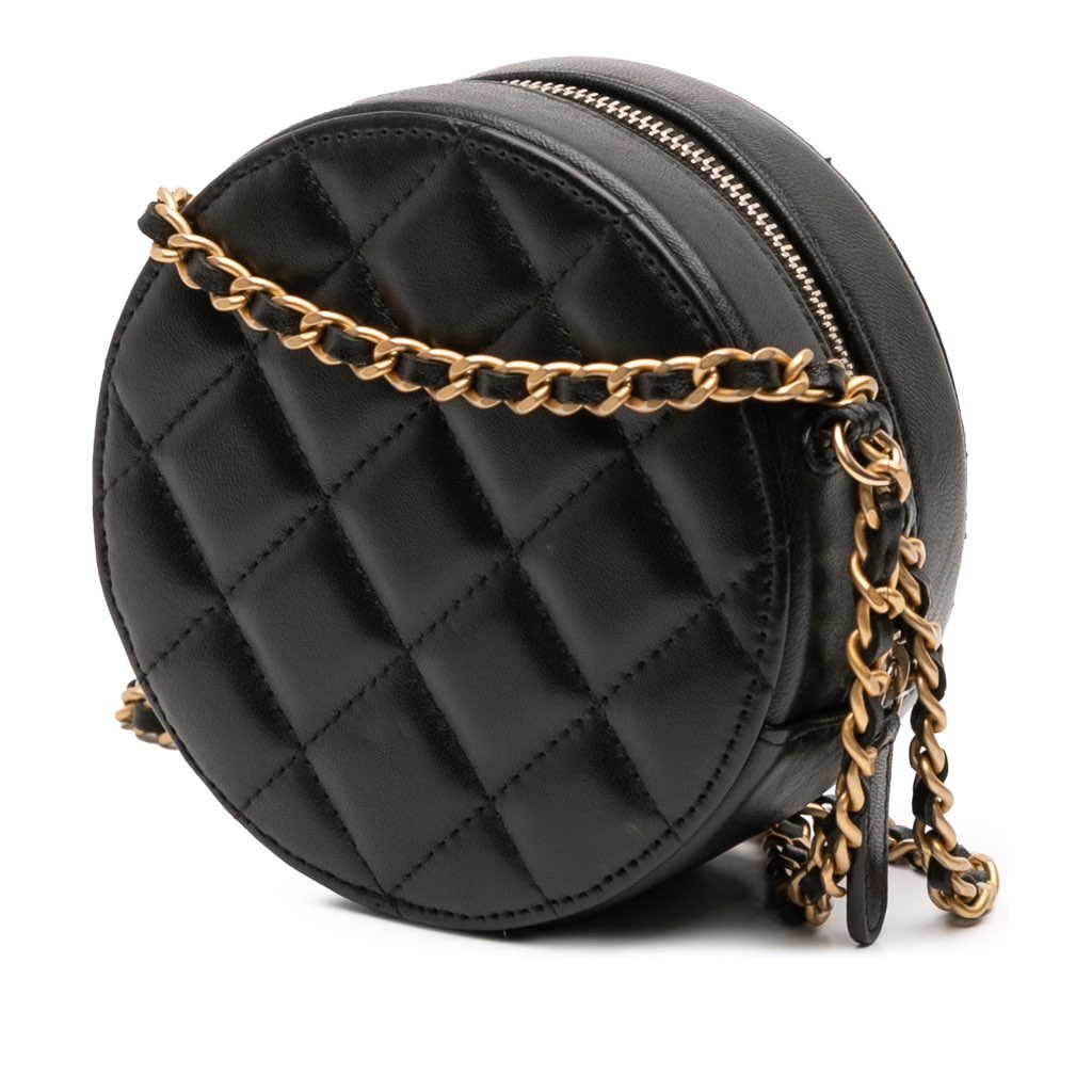 Chanel Quilted Lambskin Egyptian Amulet Charms Round Clutch with Chain - Back view
