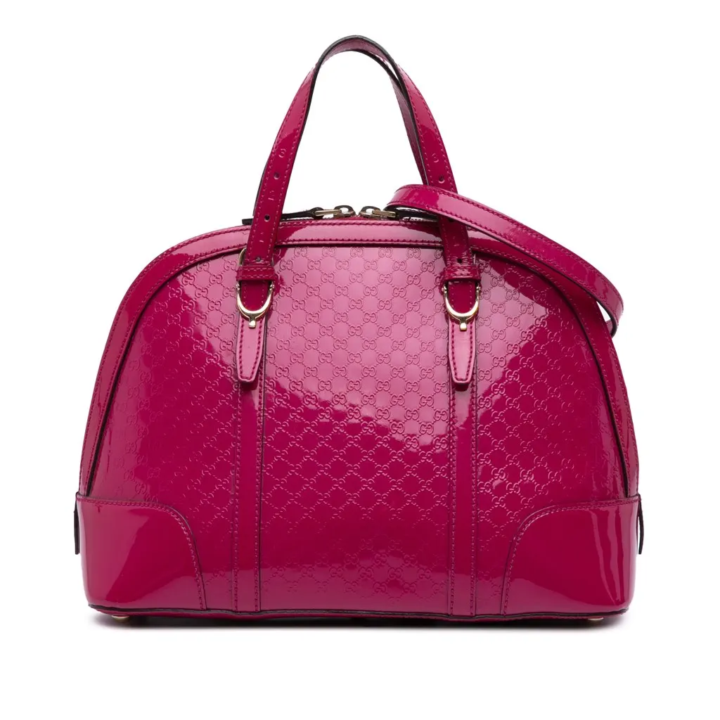Gucci Medium Microguccissima Patent Nice Dome Satchel Pink Leather Good - Front View