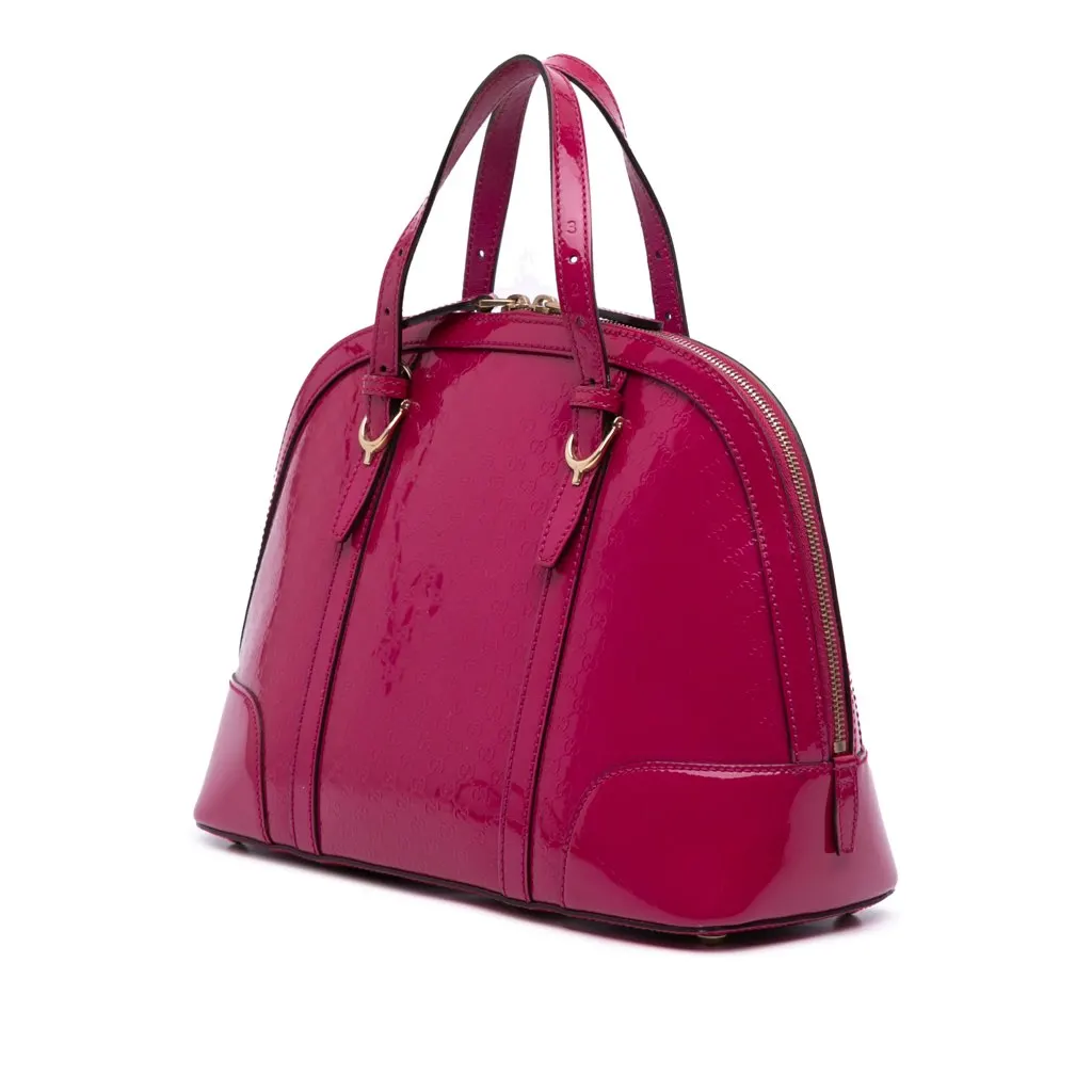 Gucci Medium Microguccissima Patent Nice Dome Satchel Pink Leather Good - Back View