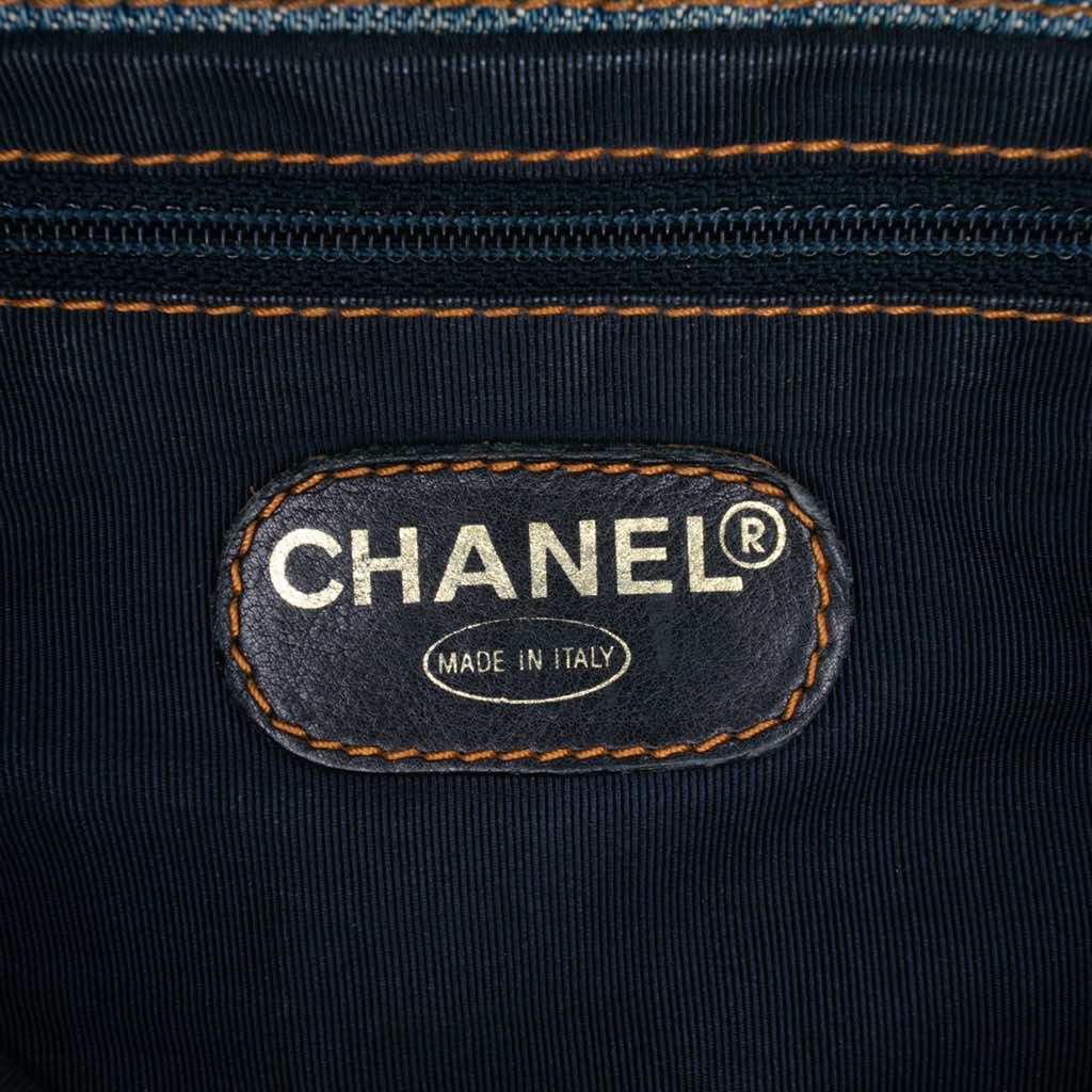 Chanel Small CC Stitched Denim Tote - Side view