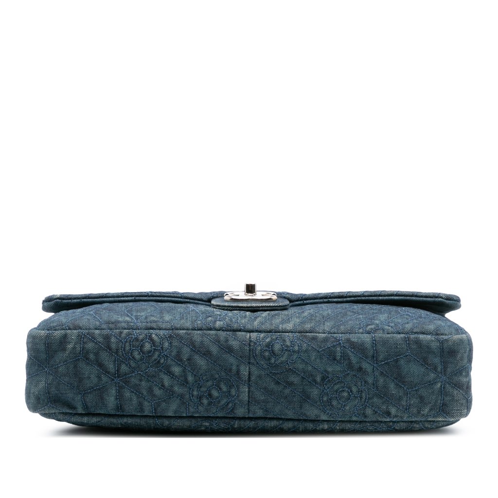 Chanel Large Embroidered Denim Camellia Flap - 3