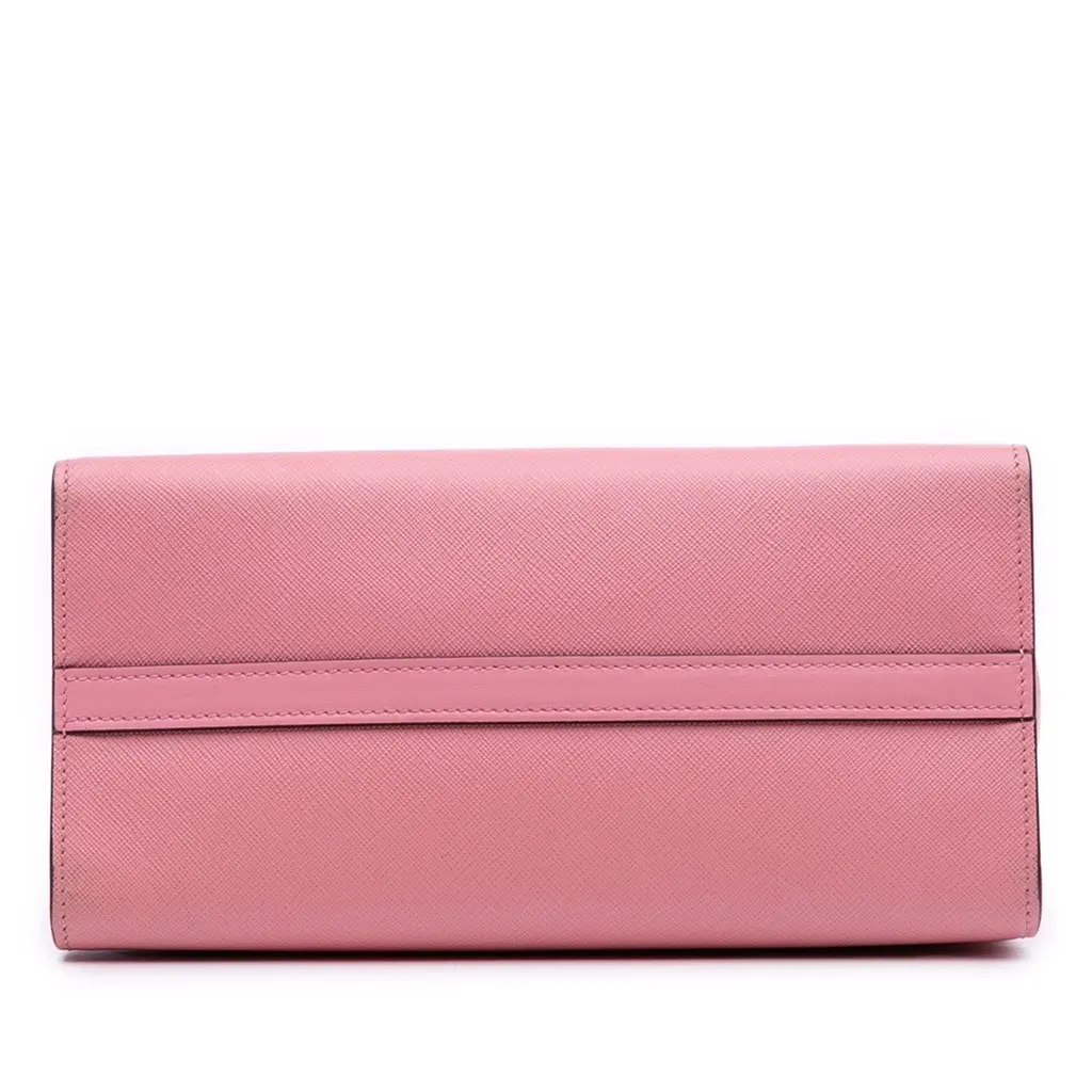 Prada City Calf Trimmed Saffiano Greche Paradigme Bag Pink Leather Good - Inside View