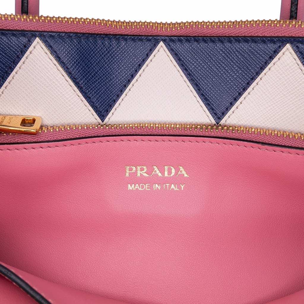 Prada City Calf Trimmed Saffiano Greche Paradigme Bag - Side view