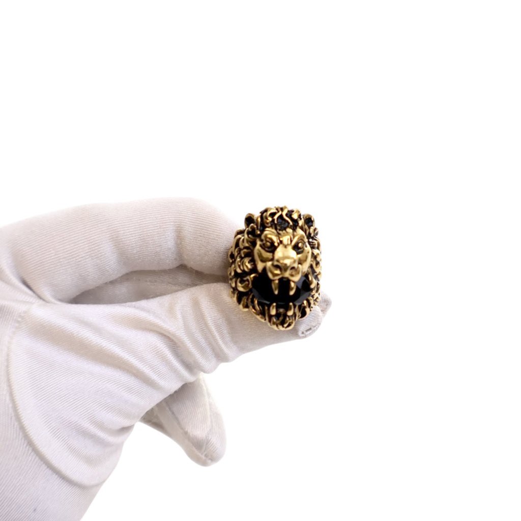 Gucci Gold Plated Lion Head Ring - Image 6