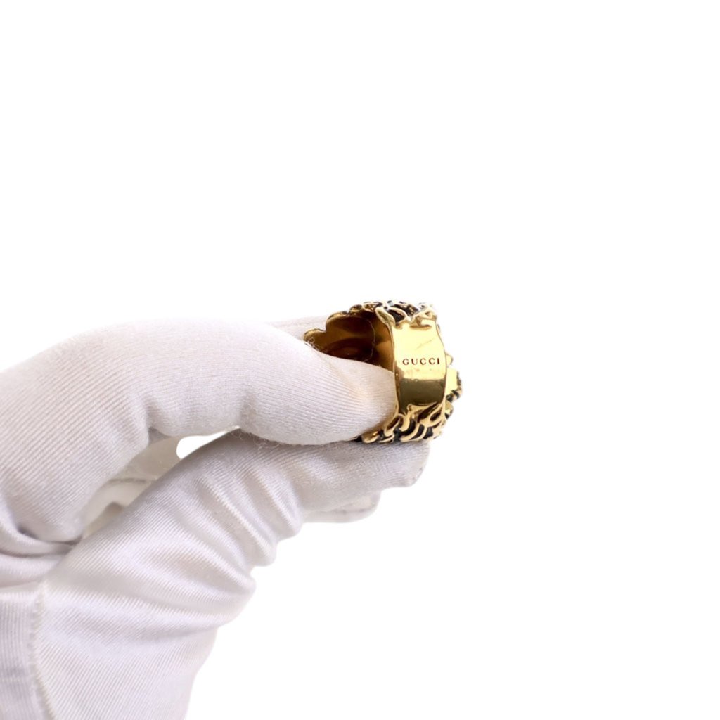 Gucci Gold Plated Lion Head Ring - Side view