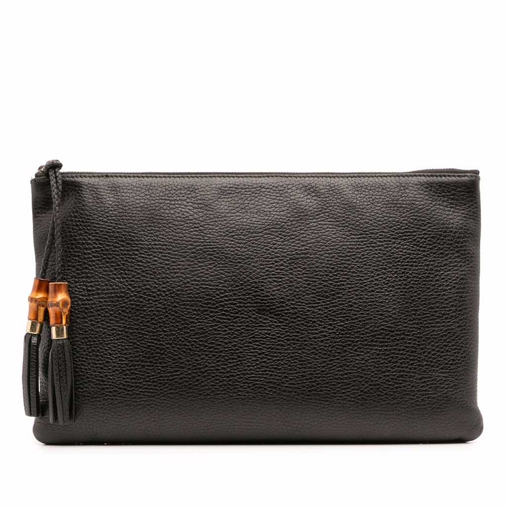 Gucci Calfskin Bamboo Tassel Clutch