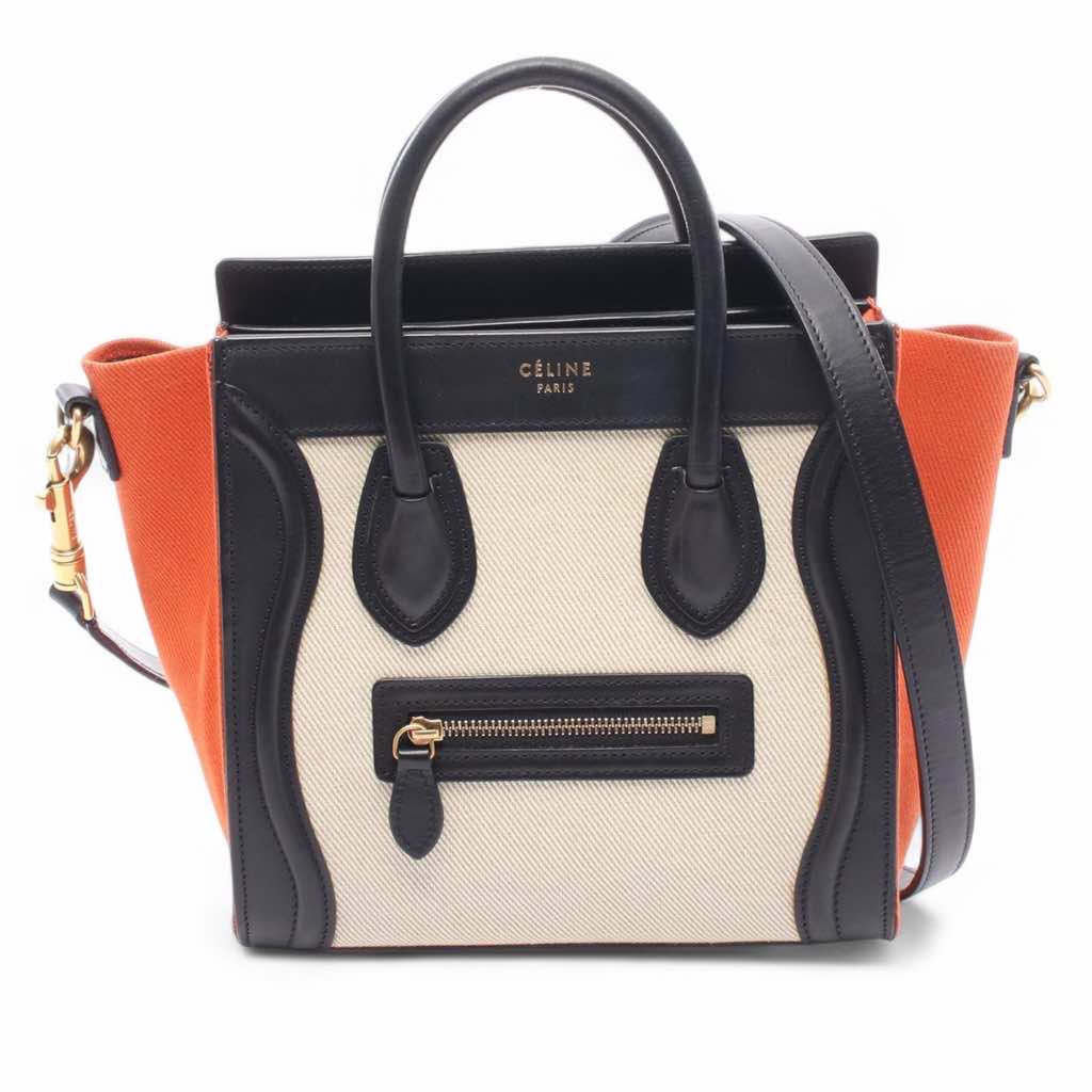 Celine Nano Tricolor Canvas and Leather Luggage Tote