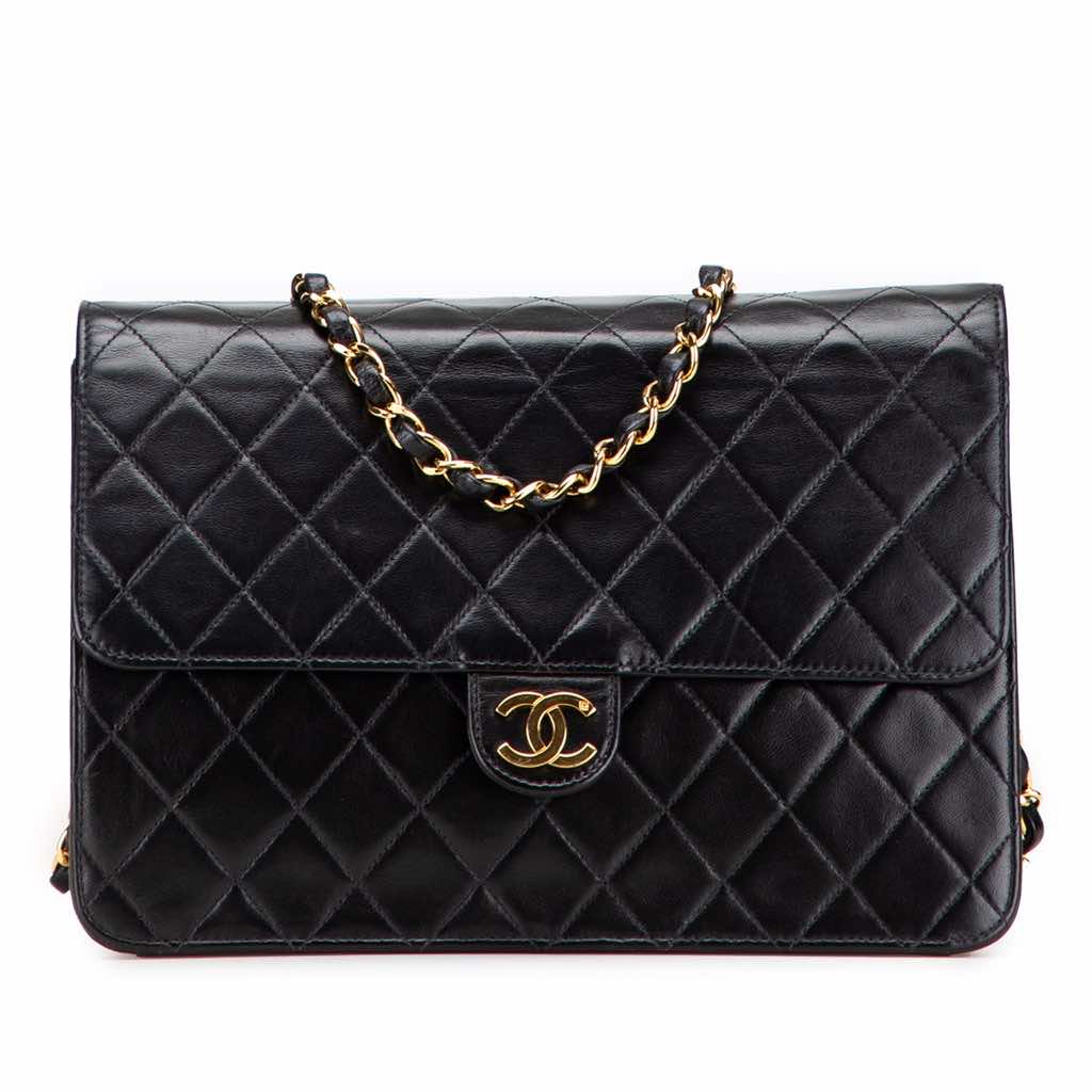 Chanel Medium CC Quilted Lambskin Half Single Flap