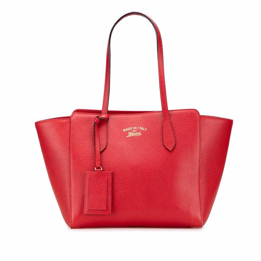 Gucci Medium Dollar Calfskin Swing Tote Red Leather Good - Front View