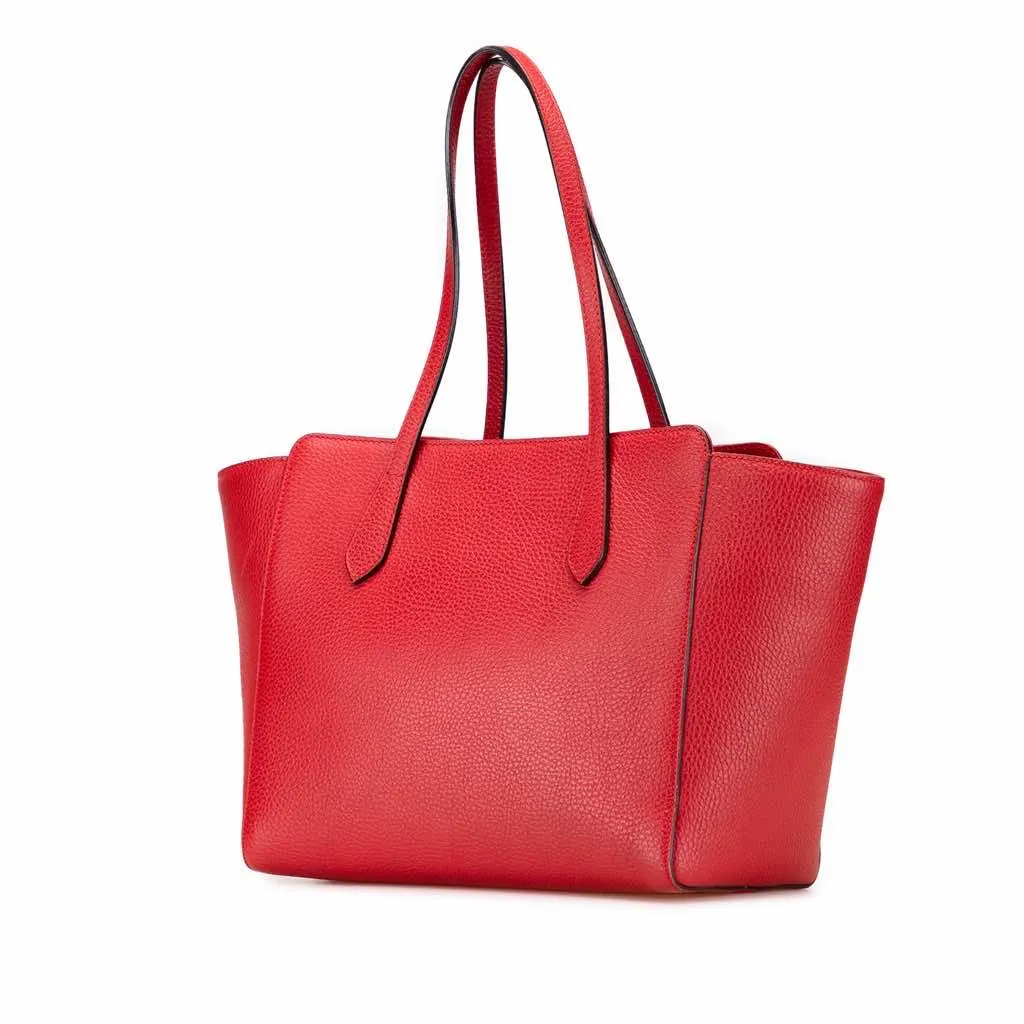 Gucci Medium Dollar Calfskin Swing Tote Red Leather Good - Back View