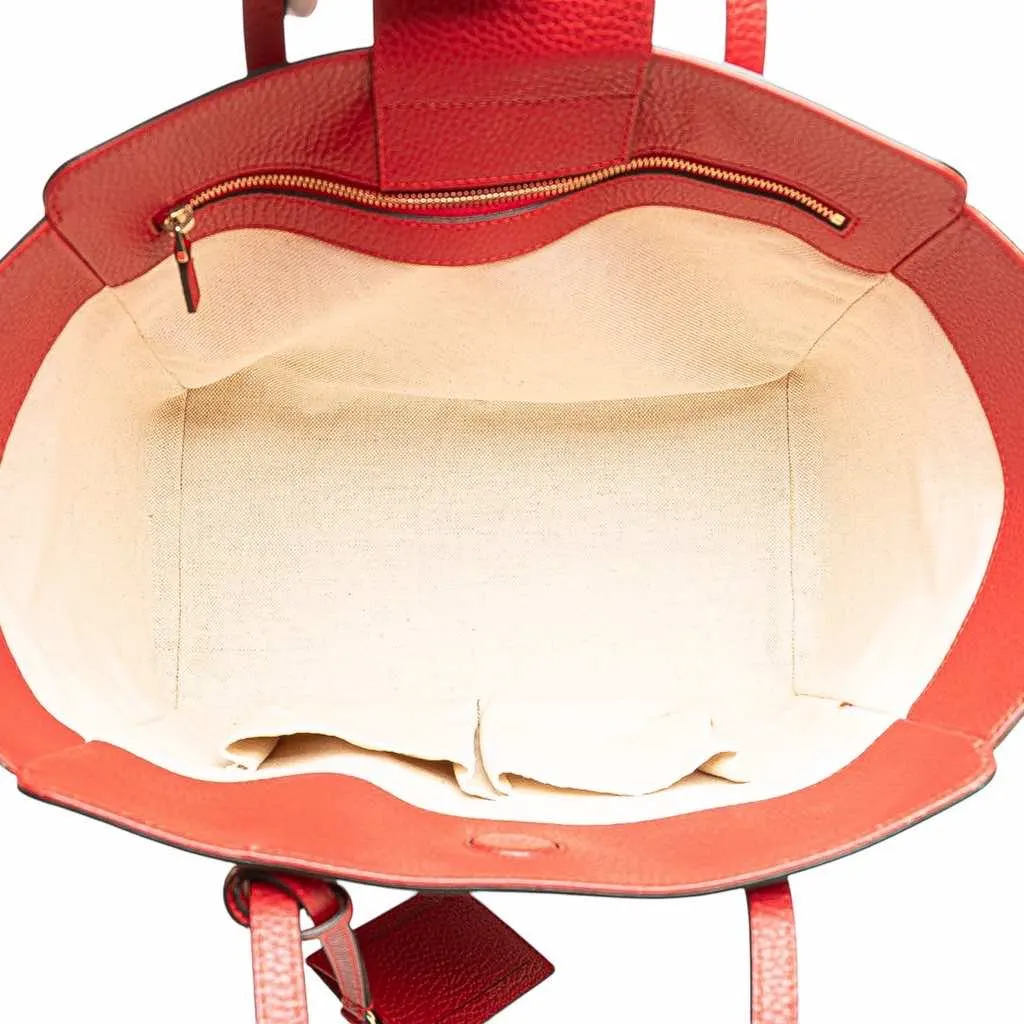Gucci Medium Dollar Calfskin Swing Tote Red Leather Good - Model View