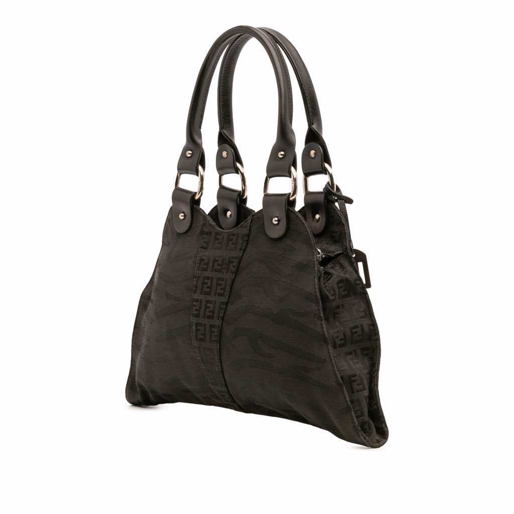 Fendi Zucchino Zebra Print Canvas Diavolo Trapezio Handbag - 2
