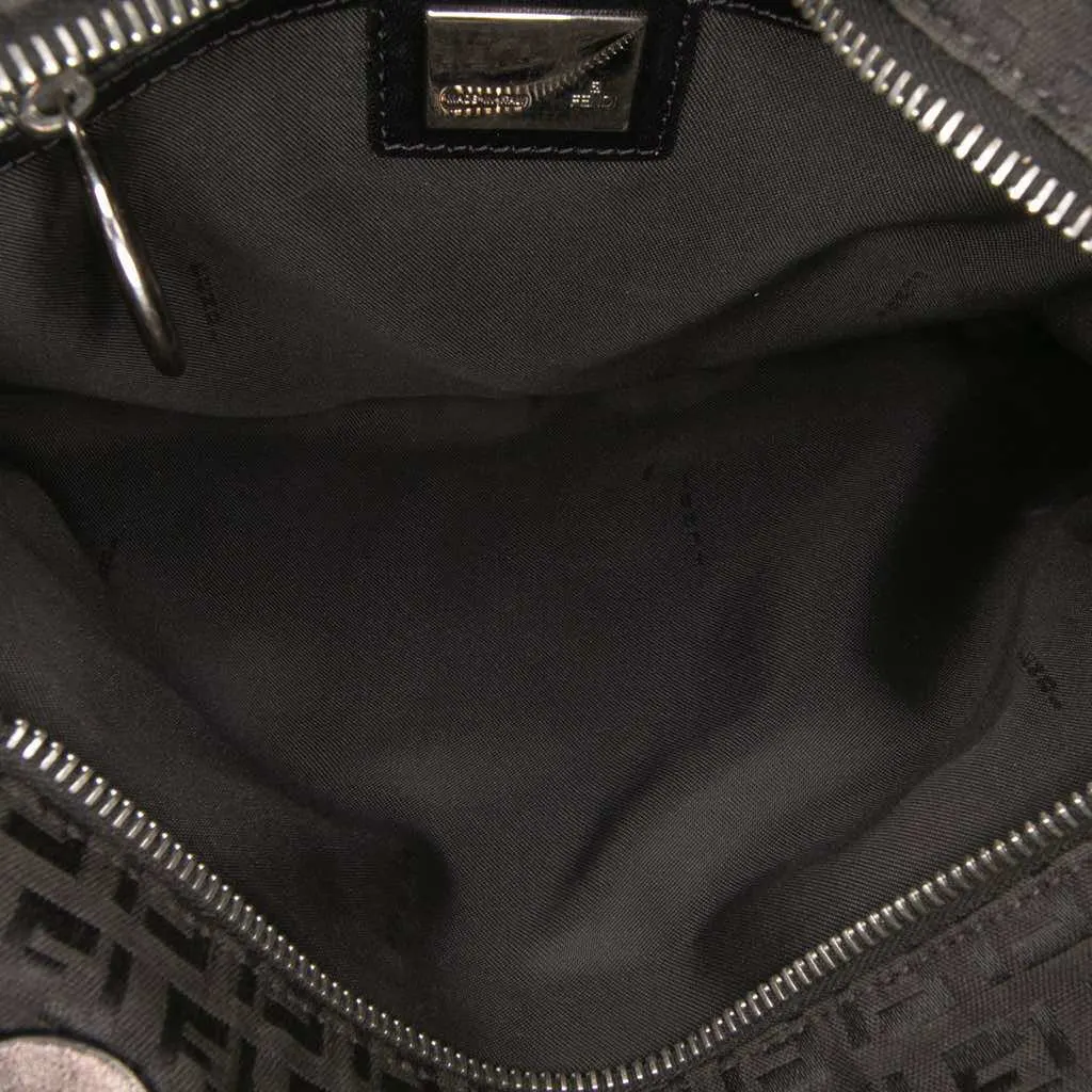 Fendi Zucchino Zebra Print Canvas Diavolo Trapezio Handbag Black Canvas Fair - Model View
